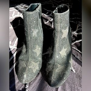 INC Rhinestone Star Booties with Clear Heels
